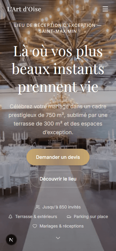 Capture d'écran du site Art d'Oise — version mobile